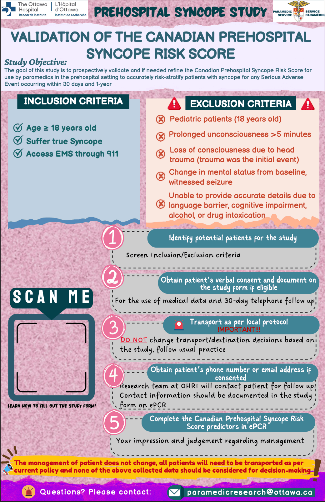 Validation of the Canadian Prehospital Syncope Risk Score - Poster